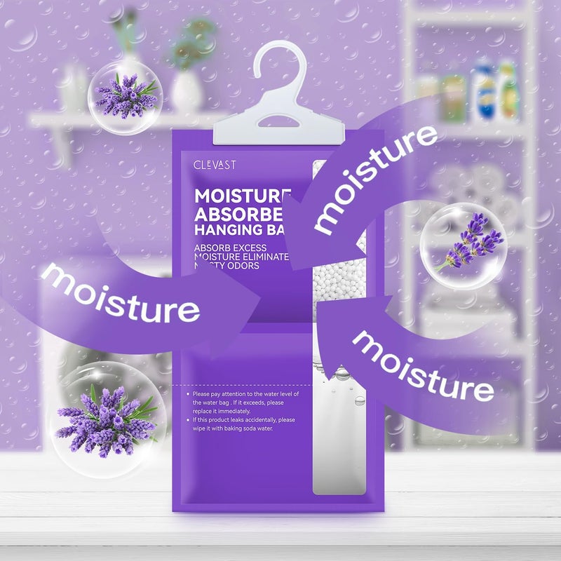 CLEVAST Moisture Absorbers Packets 10 Pack, Dehumidifier Bags for Closet, Scented Hanging Humidity Absorber in Wardrobes, Bedrooms, Bathrooms (Lavender) - Image 5